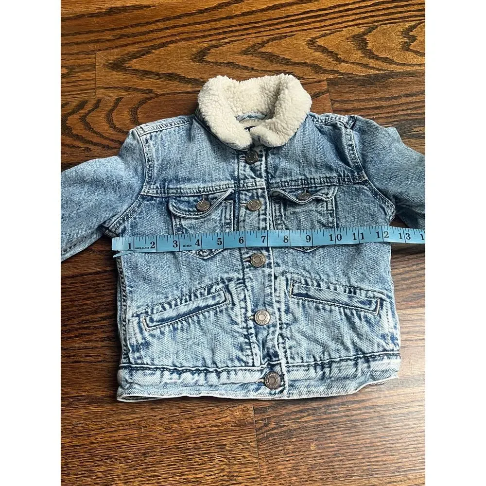 Gap kids denim jacket sherpa lined collar Sz. XS blue